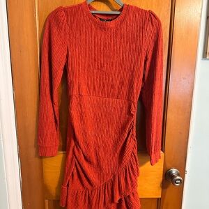 Elegant Rusty Colored  Long Sleeve Dress